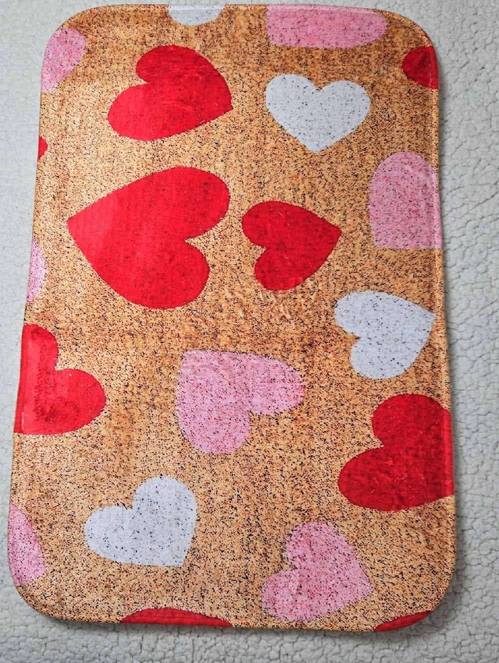 Heart Print Bath Mat - Red, Pink, White Hearts
